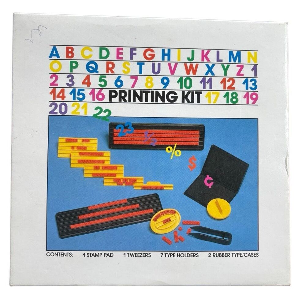 Vintage Shiny S-200 DIY Printing Kit Rubber Stamp Letters Numbers Set